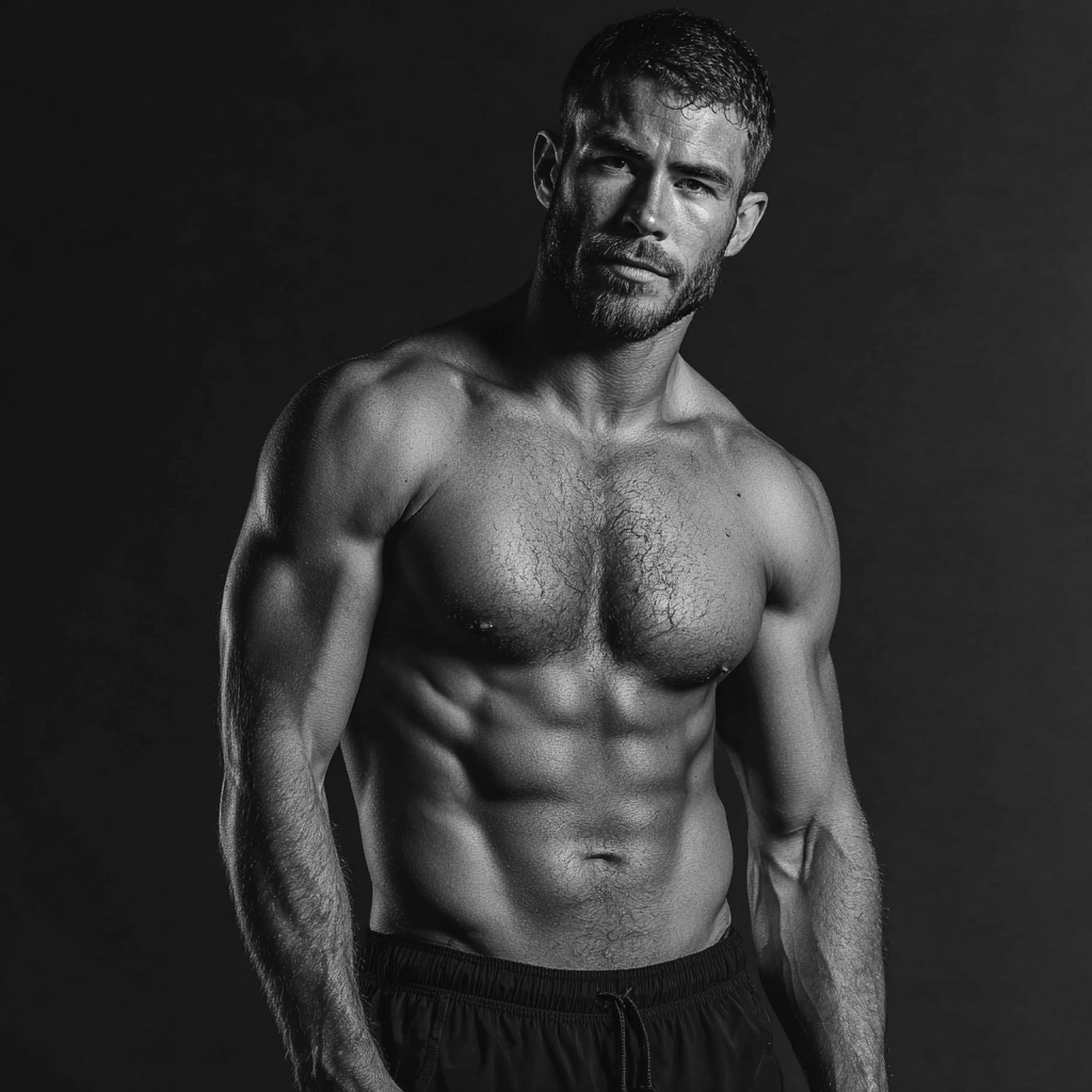 Strong confident man in athletic wear demonstrating physical transformation through focused training
